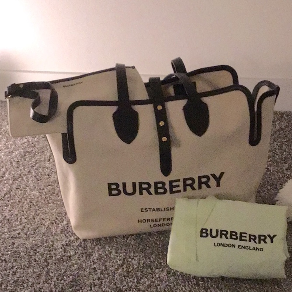 COPY - Burberry 14 x11 x5. Tote & zippered pouch